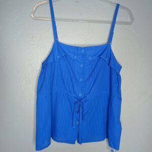 Tulle Blue Tie Waist Tank